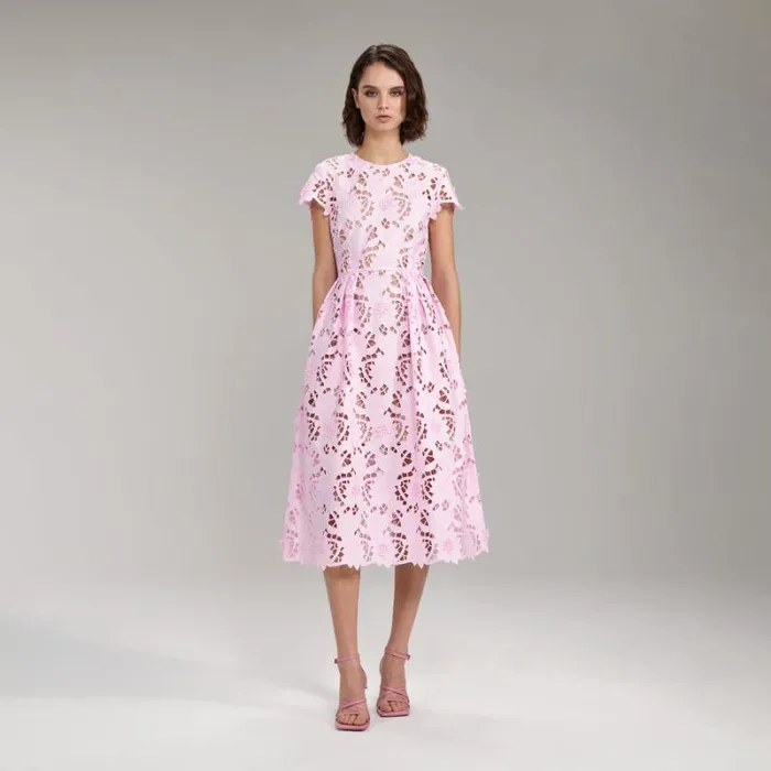 Dresses Woman SelfPortrait Pink Rose Lace Midi Dress Dresses Woman SelfPortrait Pink Rose Lace Midi Dress
