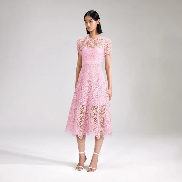Dresses Woman SelfPortrait Pink Rose Lace Midi Dress Dresses Woman SelfPortrait Pink Rose Lace Midi Dress