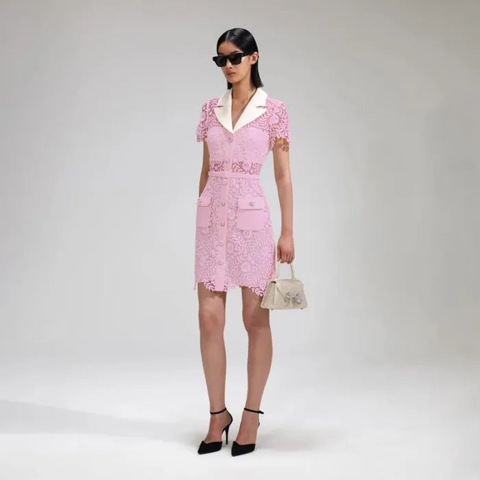 Dresses Woman SelfPortrait Pink Rose Lace Mini Dress Dresses Woman SelfPortrait Pink Rose Lace Mini Dress