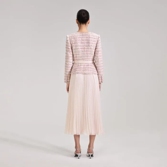 Dresses Woman SelfPortrait Pink Sequin Boucle Midi Dress Dresses Woman SelfPortrait Pink Sequin Boucle Midi Dress