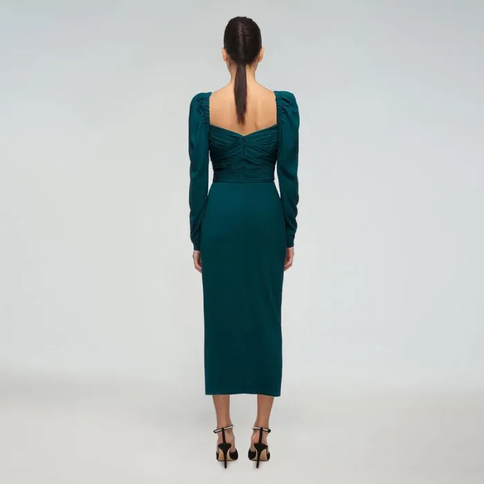 Dresses Woman SelfPortrait Pink Stretch Crepe Midi Ruched Dress Dresses Woman SelfPortrait Pink Stretch Crepe Midi Ruched Dress