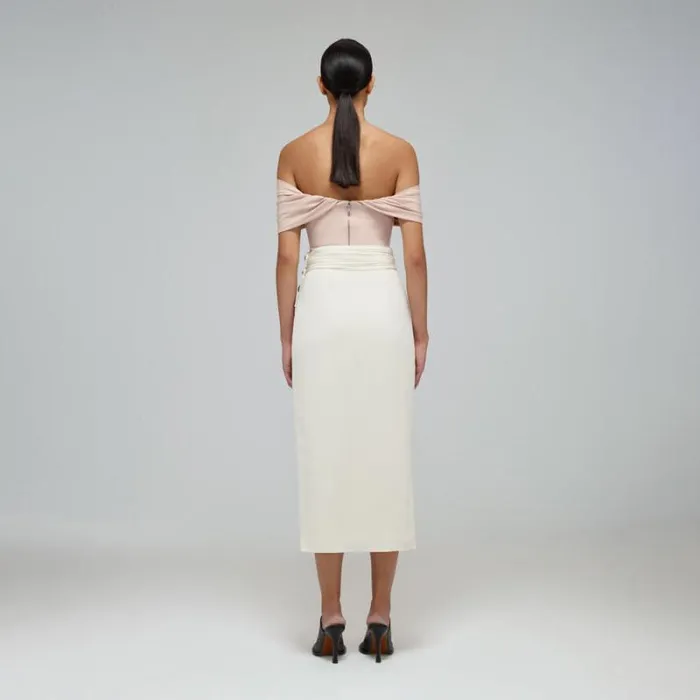 Dresses Woman SelfPortrait Pink Stretch Crepe Midi Ruched Dress Dresses Woman SelfPortrait Pink Stretch Crepe Midi Ruched Dress
