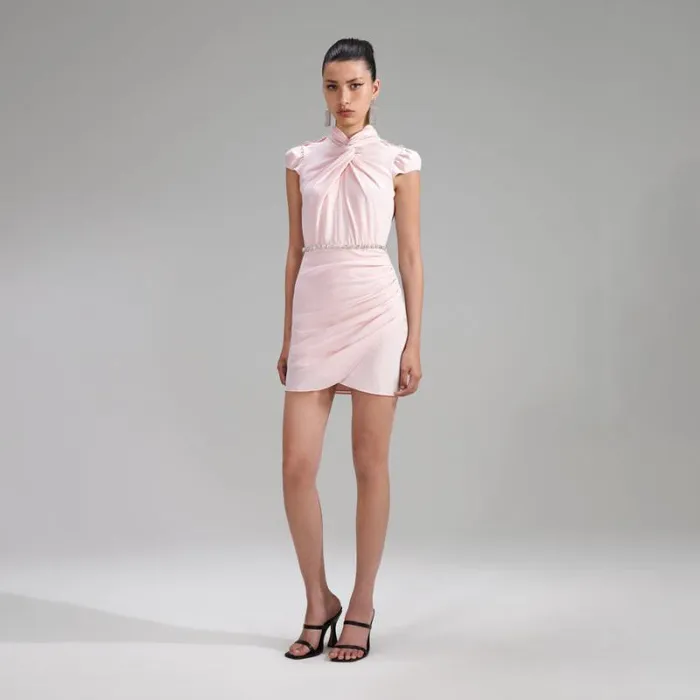 Dresses Woman SelfPortrait Pink Stretch Crepe Ruched Mini Dress Dresses Woman SelfPortrait Pink Stretch Crepe Ruched Mini Dress