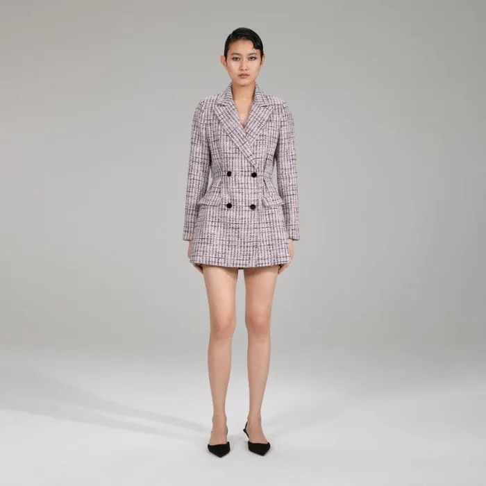 Dresses Woman SelfPortrait Pink V Neck Boucle Tailored Mini Dress Dresses Woman SelfPortrait Pink V Neck Boucle Tailored Mini Dress