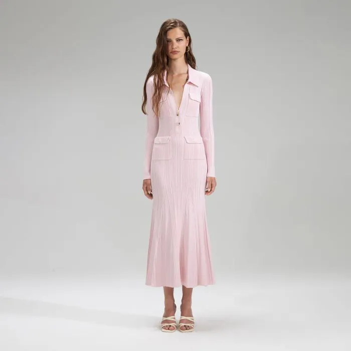 Dresses Woman SelfPortrait Pink Viscose Knit Midi Dress