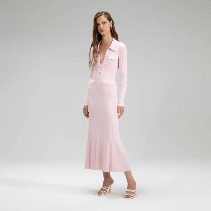 Dresses Woman SelfPortrait Pink Viscose Knit Midi Dress Dresses Woman SelfPortrait Pink Viscose Knit Midi Dress