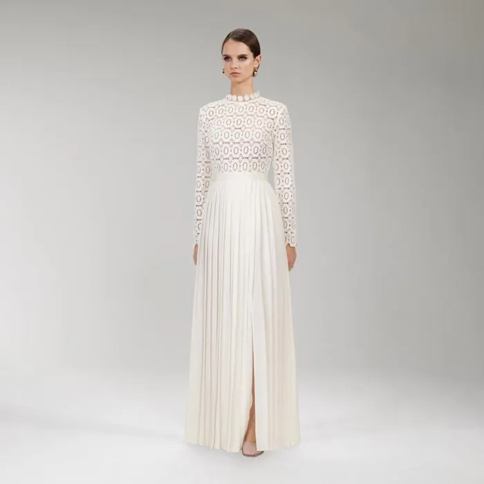 Dresses Woman SelfPortrait Pleated Crochet Floral Maxi Dress Dresses Woman SelfPortrait Pleated Crochet Floral Maxi Dress