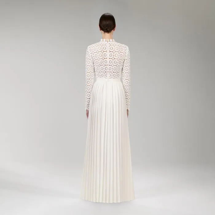 Dresses Woman SelfPortrait Pleated Crochet Floral Maxi Dress Dresses Woman SelfPortrait Pleated Crochet Floral Maxi Dress