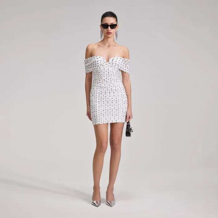 Dresses Woman SelfPortrait Polka Dot Off Shoulder Mini Dress