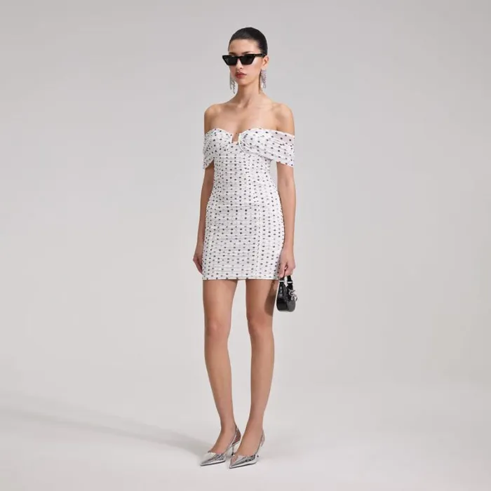 Dresses Woman SelfPortrait Polka Dot Off Shoulder Mini Dress Dresses Woman SelfPortrait Polka Dot Off Shoulder Mini Dress