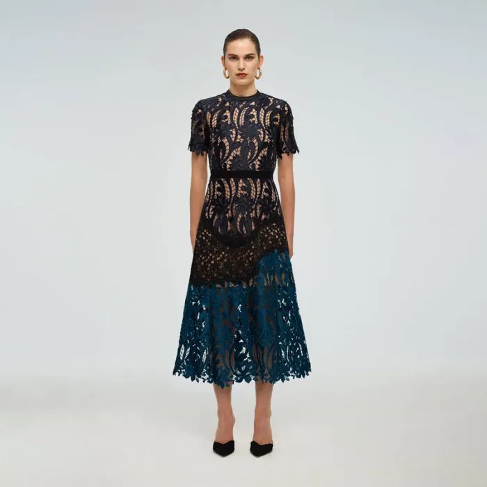 Dresses Woman SelfPortrait Prairie Guipure Midi Dress