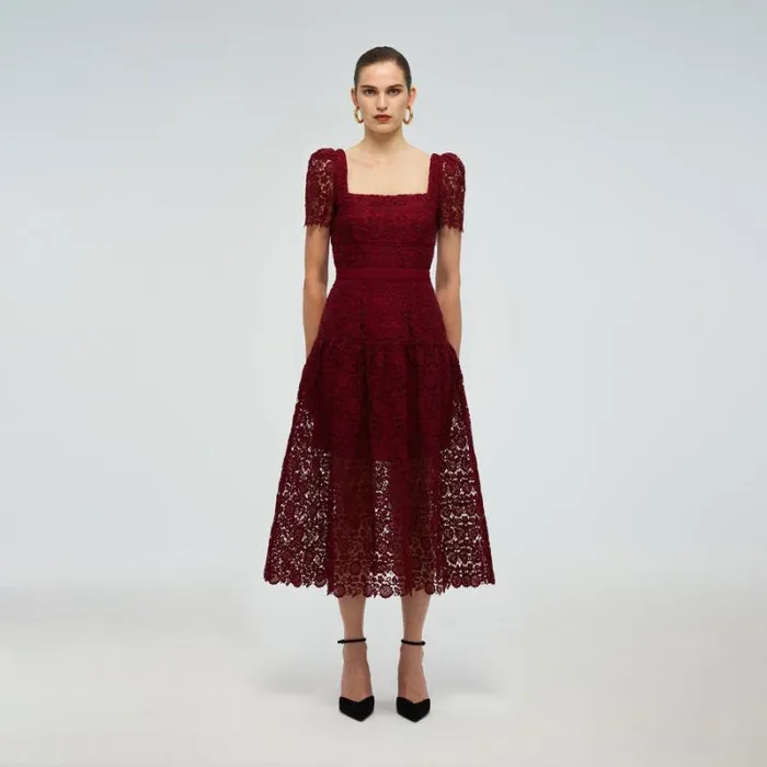 Dresses Woman SelfPortrait Prairie Guipure Midi Dress Dresses Woman SelfPortrait Prairie Guipure Midi Dress