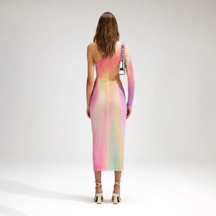 Dresses Woman SelfPortrait Printed Mesh Rhinestone Long Sleeve Maxi Dress Dresses Woman SelfPortrait Printed Mesh Rhinestone Long Sleeve Maxi Dress