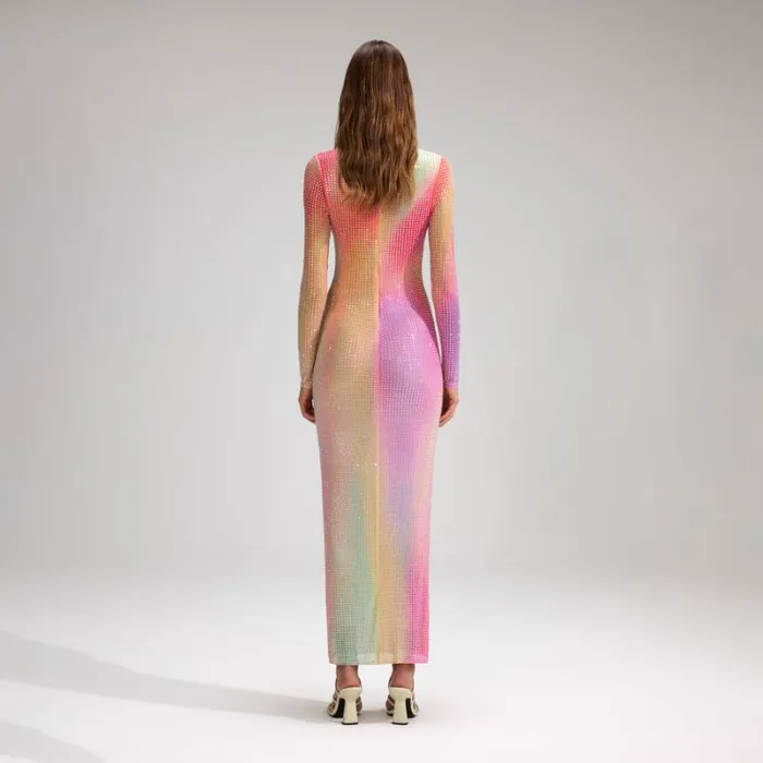 Dresses Woman SelfPortrait Printed Mesh Rhinestone Long Sleeve Maxi Dress Dresses Woman SelfPortrait Printed Mesh Rhinestone Long Sleeve Maxi Dress