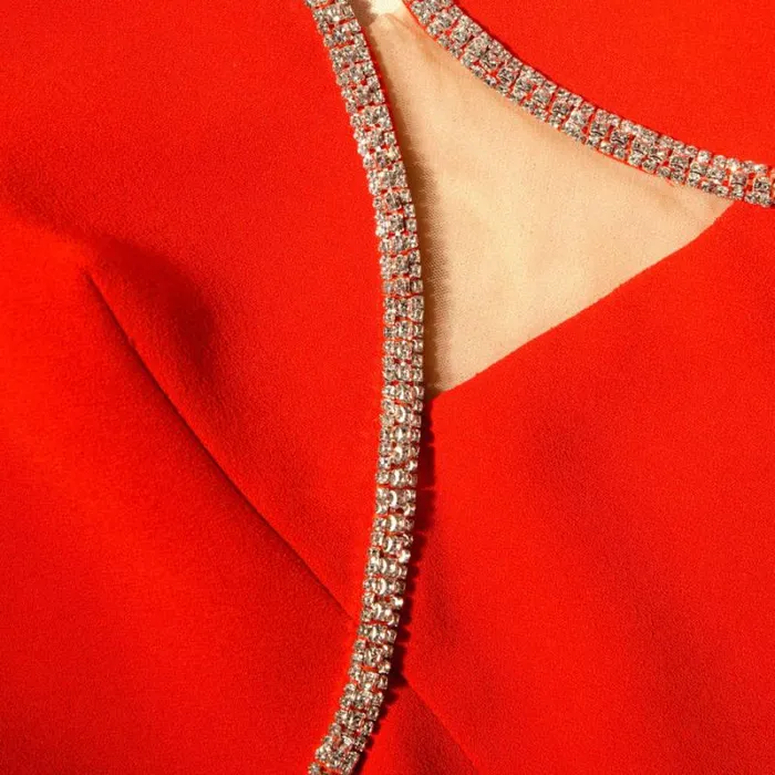 Dresses Woman SelfPortrait Red Bandeau Crepe Midi Dress Dresses Woman SelfPortrait Red Bandeau Crepe Midi Dress