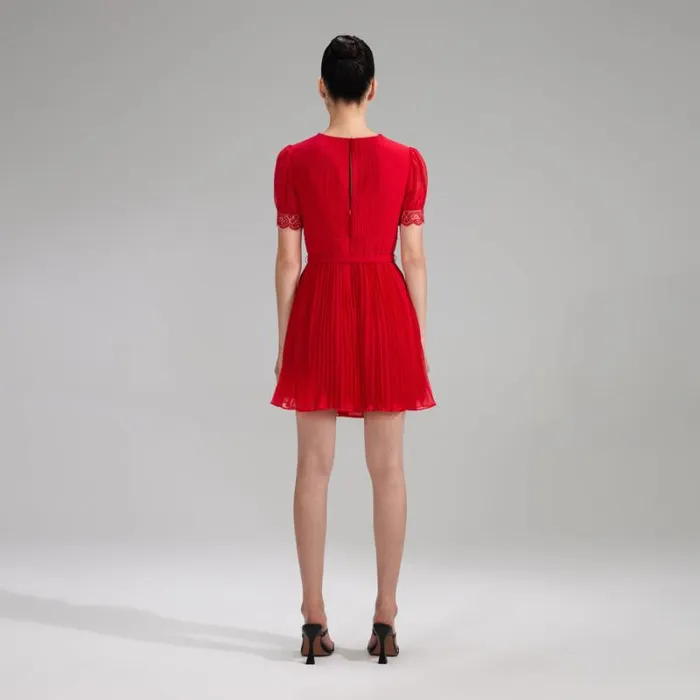 Dresses Woman SelfPortrait Red Chiffon V Neck Mini Dress Dresses Woman SelfPortrait Red Chiffon V Neck Mini Dress
