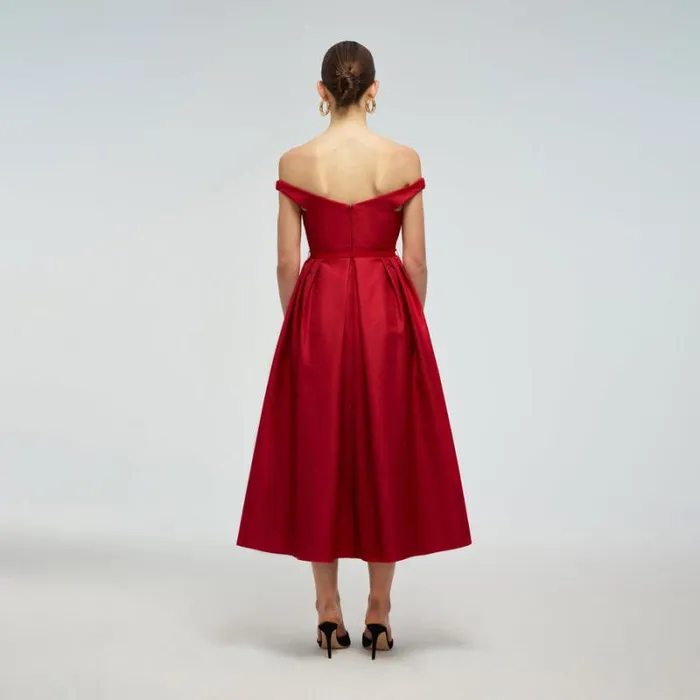 Dresses Woman SelfPortrait Red Crepe Bow Midi Dress Dresses Woman SelfPortrait Red Crepe Bow Midi Dress