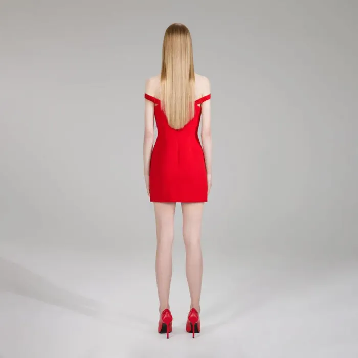Dresses Woman SelfPortrait Red Crepe Bow Midi Dress Dresses Woman SelfPortrait Red Crepe Bow Midi Dress