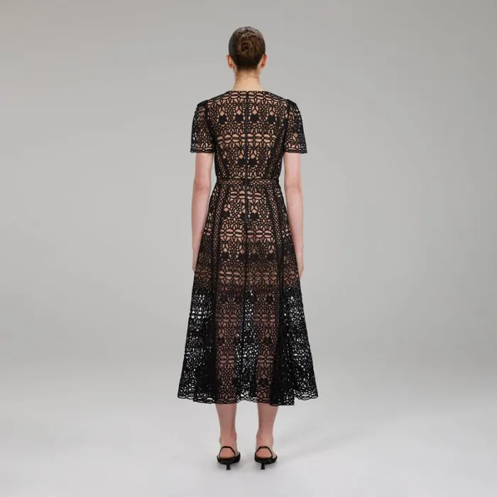 Dresses Woman SelfPortrait Red Guipure Lace Midi Dress Dresses Woman SelfPortrait Red Guipure Lace Midi Dress