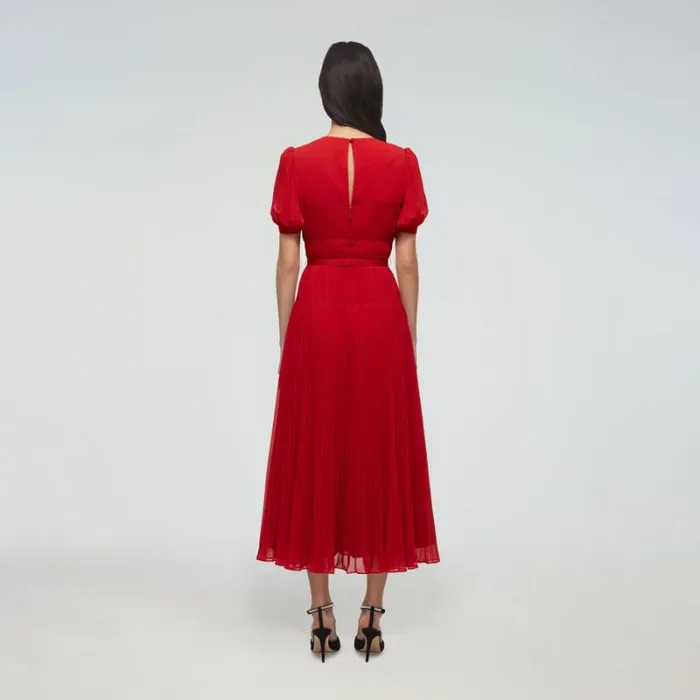 Dresses Woman SelfPortrait Red Guipure Lace Midi Dress Dresses Woman SelfPortrait Red Guipure Lace Midi Dress