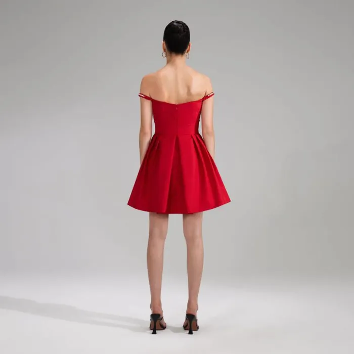 Dresses Woman SelfPortrait Red Heavy Crepe Bow Mini Dress Dresses Woman SelfPortrait Red Heavy Crepe Bow Mini Dress