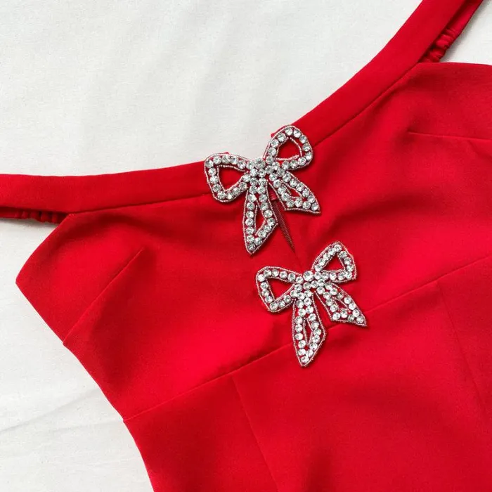 Dresses Woman SelfPortrait Red Heavy Crepe Bow Mini Dress Dresses Woman SelfPortrait Red Heavy Crepe Bow Mini Dress