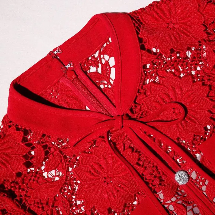 Dresses Woman SelfPortrait Red Lace Cotton Midi Dress Dresses Woman SelfPortrait Red Lace Cotton Midi Dress