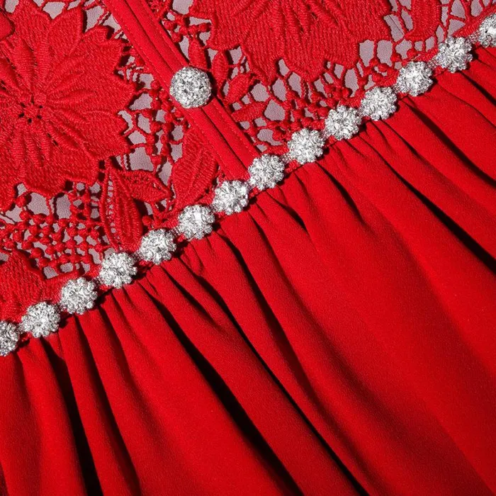 Dresses Woman SelfPortrait Red Lace Cotton Midi Dress Dresses Woman SelfPortrait Red Lace Cotton Midi Dress