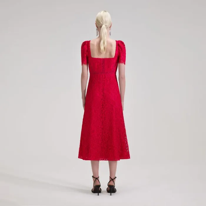 Dresses Woman SelfPortrait Red Lace Midi Dress Dresses Woman SelfPortrait Red Lace Midi Dress