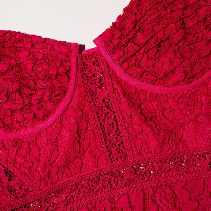Dresses Woman SelfPortrait Red Lace Midi Dress Dresses Woman SelfPortrait Red Lace Midi Dress
