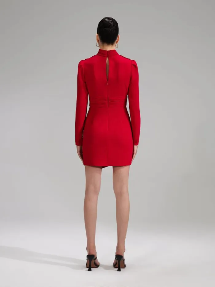 Dresses Woman SelfPortrait Red Stretch Crepe Twisted Collar Mini Dress Dresses Woman SelfPortrait Red Stretch Crepe Twisted Collar Mini Dress