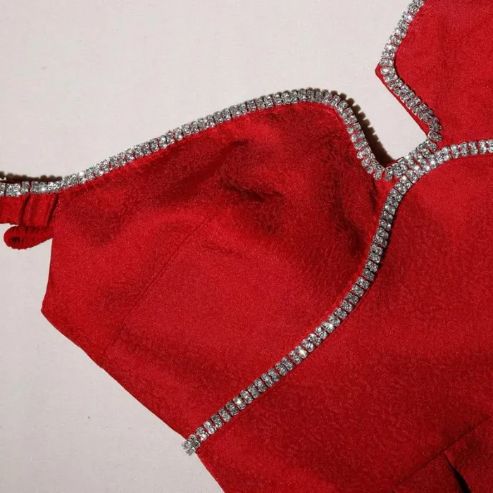Dresses Woman SelfPortrait Red Textured Diamante Detail Mini Dress Dresses Woman SelfPortrait Red Textured Diamante Detail Mini Dress