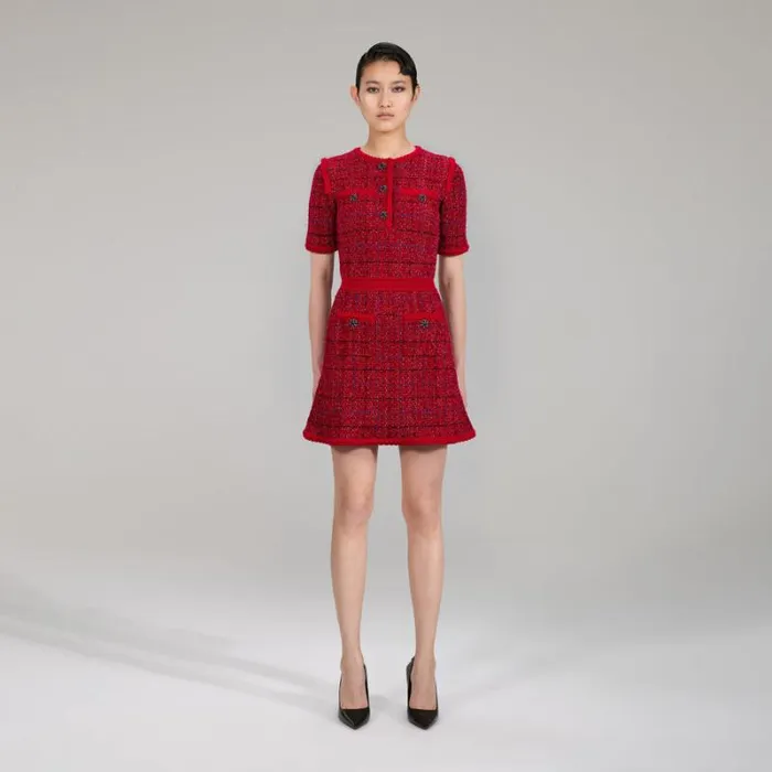 Dresses Woman SelfPortrait Red Viscose Knit Midi Dress Dresses Woman SelfPortrait Red Viscose Knit Midi Dress