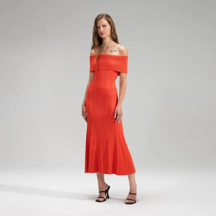 Dresses Woman SelfPortrait Red Viscose Knit Midi Dress Dresses Woman SelfPortrait Red Viscose Knit Midi Dress
