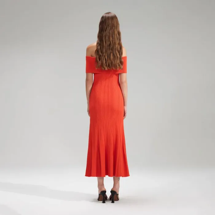 Dresses Woman SelfPortrait Red Viscose Knit Midi Dress Dresses Woman SelfPortrait Red Viscose Knit Midi Dress