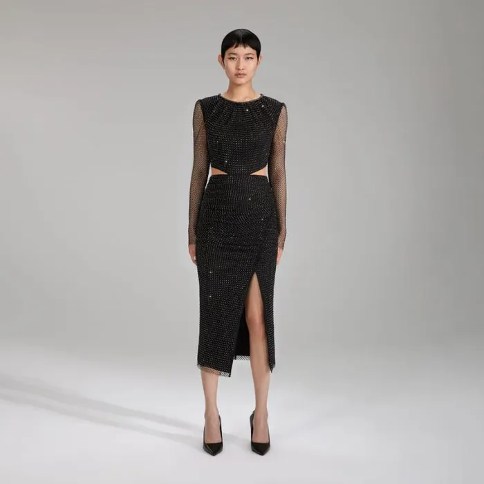 Dresses Woman SelfPortrait Silver Sequin Midi Dress Dresses Woman SelfPortrait Silver Sequin Midi Dress