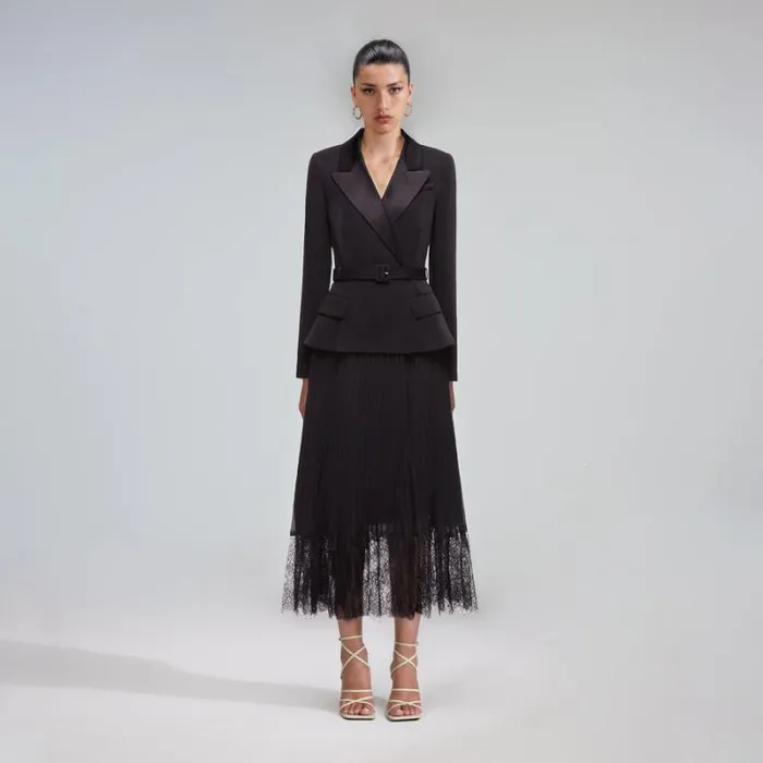 Dresses Woman SelfPortrait Sleeveless Tailored Boucle And Chiffon Midi Dress Dresses Woman SelfPortrait Sleeveless Tailored Boucle And Chiffon Midi Dress
