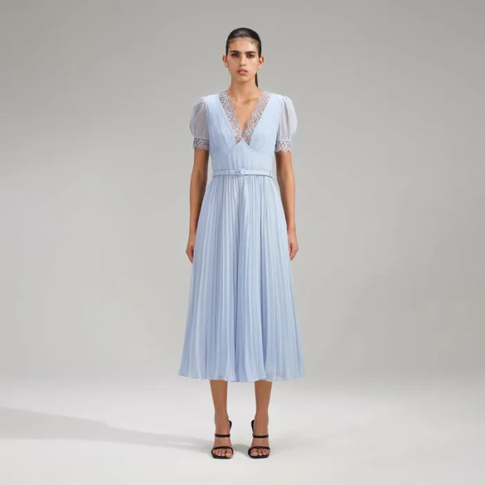 Dresses Woman SelfPortrait Spearmint Chiffon Midi Dress Dresses Woman SelfPortrait Spearmint Chiffon Midi Dress