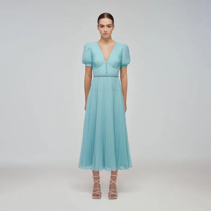 Dresses Woman SelfPortrait Spearmint Chiffon Midi Dress Dresses Woman SelfPortrait Spearmint Chiffon Midi Dress
