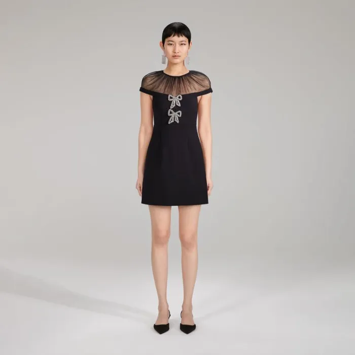 Dresses Woman SelfPortrait Stretch Crepe Flared Sleeve Mini Dress Dresses Woman SelfPortrait Stretch Crepe Flared Sleeve Mini Dress