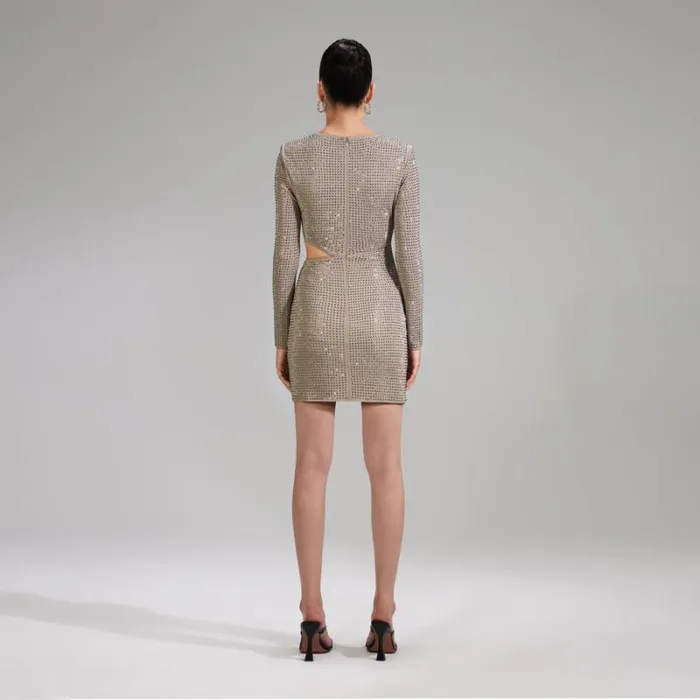 Dresses Woman SelfPortrait Tan Grid Sequin Tiered Mini Dress Dresses Woman SelfPortrait Tan Grid Sequin Tiered Mini Dress