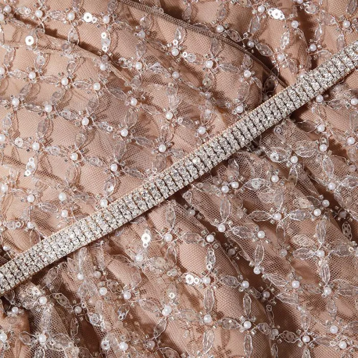 Dresses Woman SelfPortrait Tan Grid Sequin Tiered Mini Dress Dresses Woman SelfPortrait Tan Grid Sequin Tiered Mini Dress