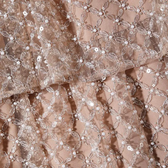 Dresses Woman SelfPortrait Tan Grid Sequin Tiered Mini Dress Dresses Woman SelfPortrait Tan Grid Sequin Tiered Mini Dress