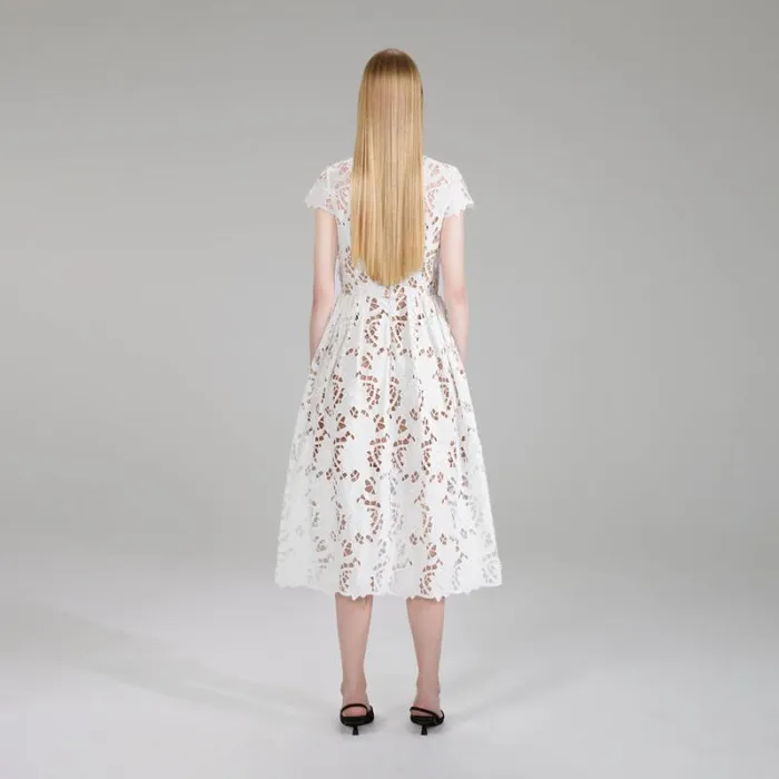 Dresses Woman SelfPortrait White Abstract Guipure Dress Dresses Woman SelfPortrait White Abstract Guipure Dress
