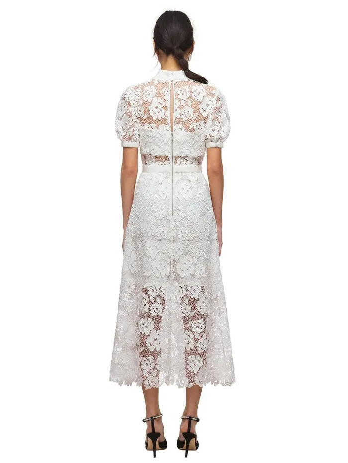 Dresses Woman SelfPortrait White Abstract Guipure Dress Dresses Woman SelfPortrait White Abstract Guipure Dress