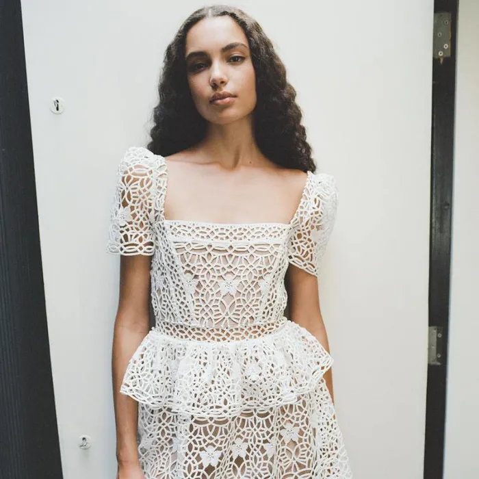 Dresses Woman SelfPortrait White Abstract Guipure Dress Dresses Woman SelfPortrait White Abstract Guipure Dress