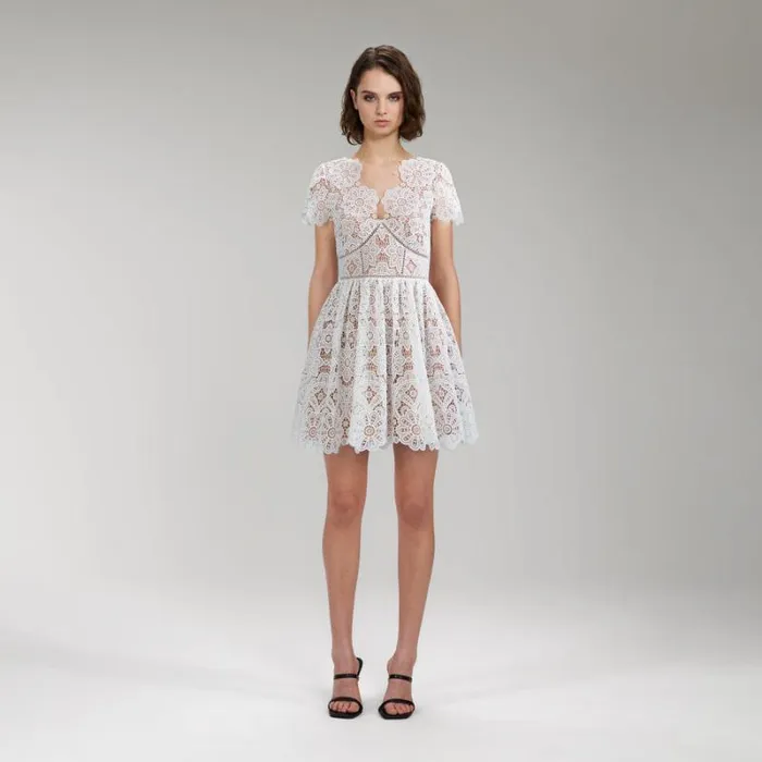 Dresses Woman SelfPortrait White Abstract Guipure Dress Dresses Woman SelfPortrait White Abstract Guipure Dress