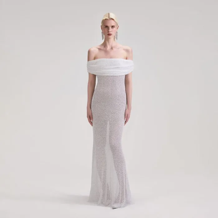 Dresses Woman SelfPortrait White Beaded Maxi Dress