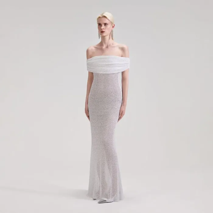 Dresses Woman SelfPortrait White Beaded Maxi Dress Dresses Woman SelfPortrait White Beaded Maxi Dress