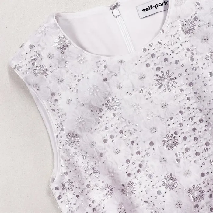 Dresses Woman SelfPortrait White Beaded Sequin Midi Dress Dresses Woman SelfPortrait White Beaded Sequin Midi Dress